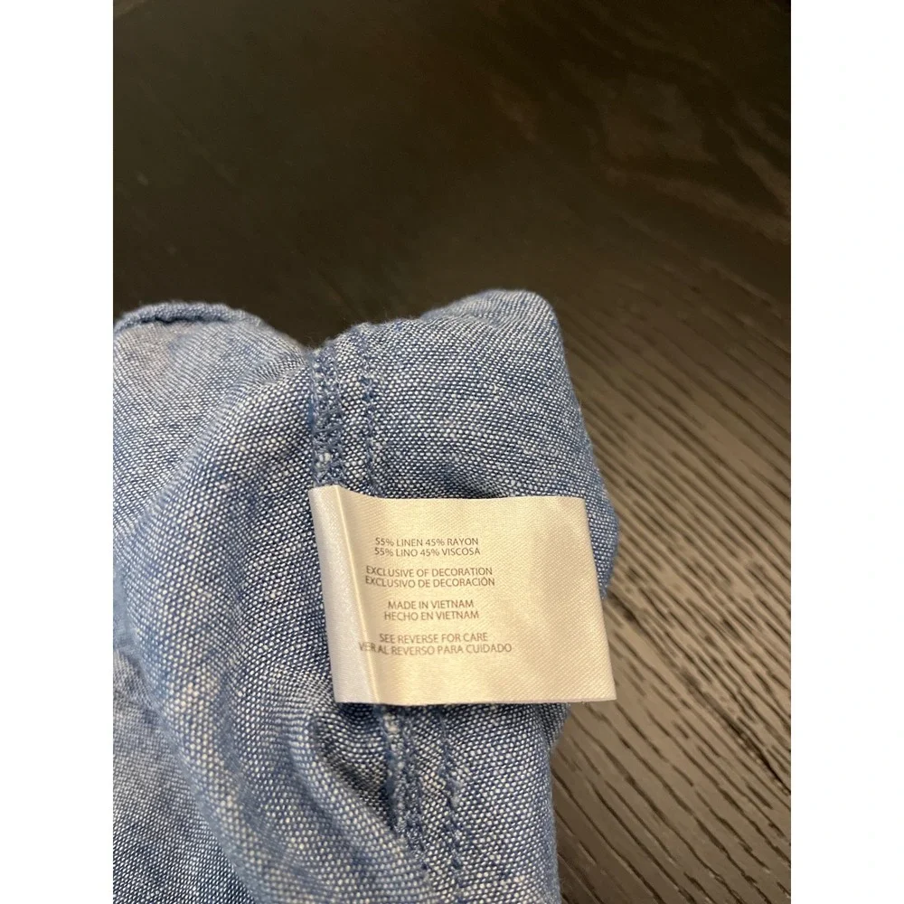 Gap Mens XL Blue Linen Blend Drawstring Elastic Waist Shorts Chambray GP00486524